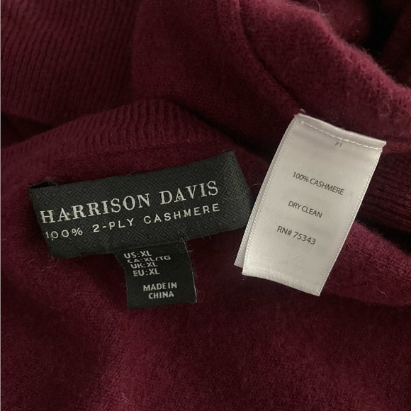 joodito 100% cashmere sweater wrap preppy tie scarf burgundy maroon dark red - Picture 8 of 12